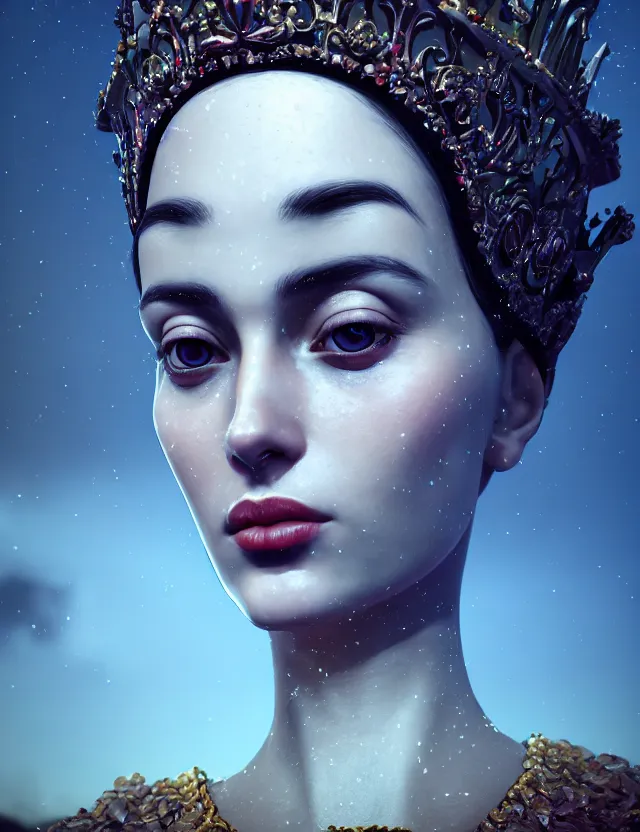 Prompt: blurred background. close-up portrait of a goddess in crown, by Alfred Eisenstaedt, Afarin Sajedi and Alena Aenami. unreal engine