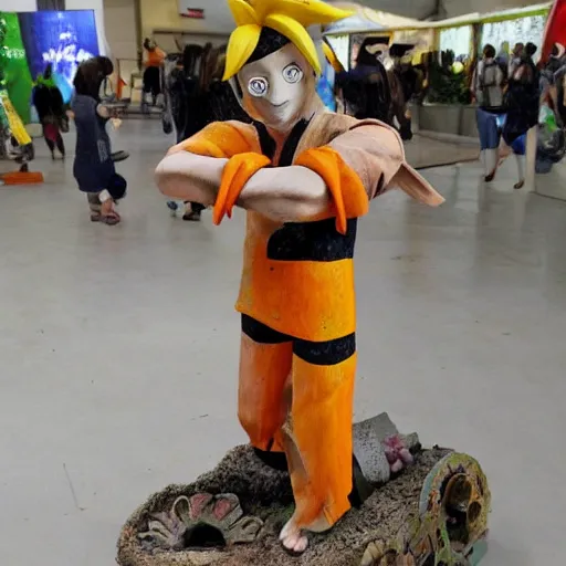 Image similar to A sculpture Naruto made pure recycled materials