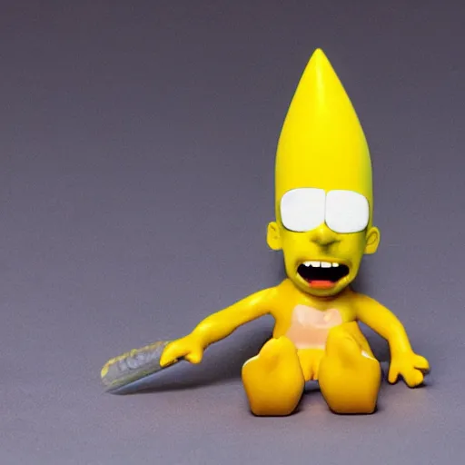 Image similar to conehead bart simpson, melting action figure