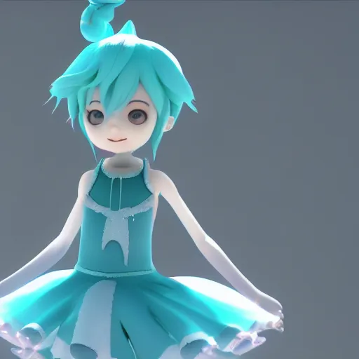 Image similar to Miku dancing, octane render, 8K, depth of field