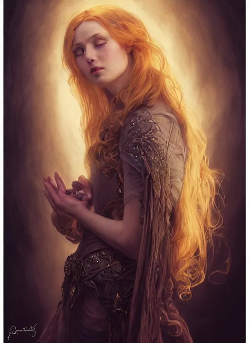 Image similar to lightpainting den, diffuse lighting, fantasy, hdrp, intricate wiccan facial detailing, elegant, highly detailed, lifelike, photorealistic, digital painting, artstation, unreal 5, concept art, smooth, sharp focus, art by john collier, albert aublet, krenz cushart, artem demura, alphonse mucha