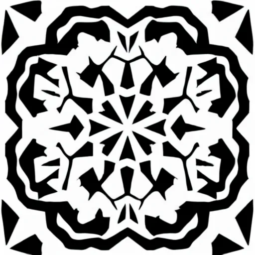 Image similar to geometric, snowflake black and white line art