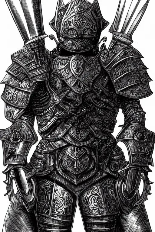 Image similar to armoured warrior, symmetrical, highly detailed, digital art, rose thorn themed armour, sharp focus, trending on art station, kentaro miura manga art style