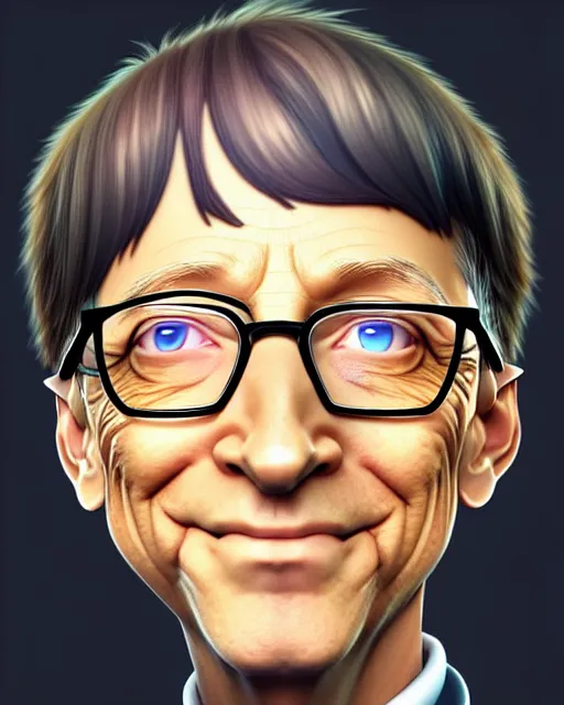 character concept art of bill gates as an anime boy, Stable Diffusion