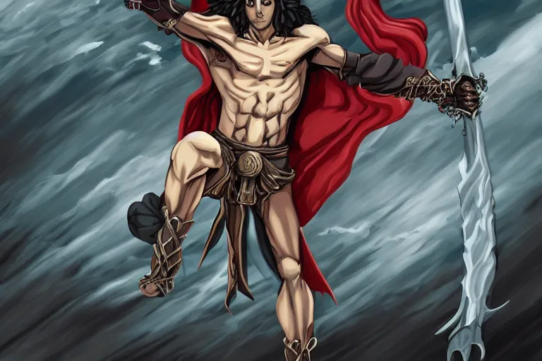 Prompt: Jesus Christ is a Belmont from Castlevania, fighting vampires and creatures of the night with his holy whip and throwing cross, digital art, Castlevania animated series, 4k