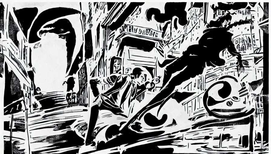 Prompt: the full moon, style of graphic novel, style of will eisner, black outline, on white, smooth, thin sharp lines, detailed