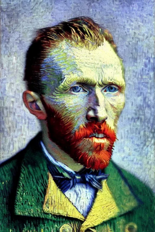 Image similar to an autochrome realistic, supersharp, photographic portrait of vincent van gogh, by thomas russel shallow depth of field