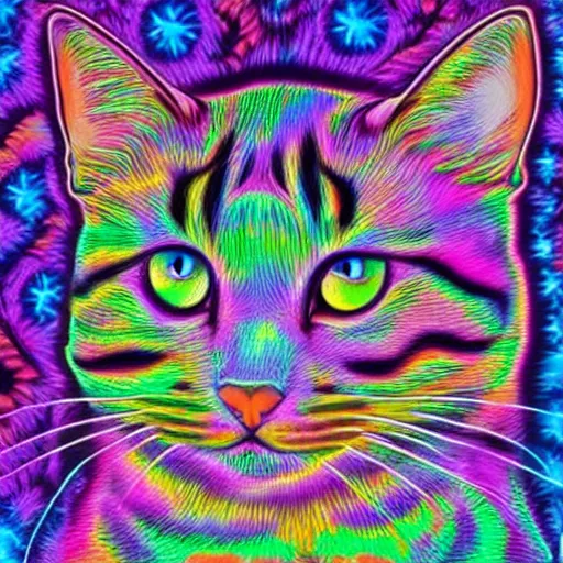 Image similar to psychedelic cat, fantasy