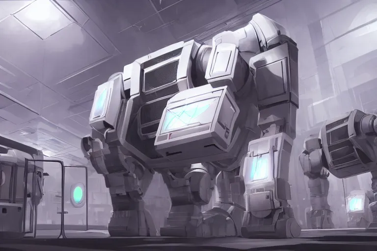 Image similar to parallax datacenter server room single mono colossus white rusty android robosaurus guard in artstation cinematic detailed concept art volumetric light sharp coherent cgsociety symmetric perfect server equipment