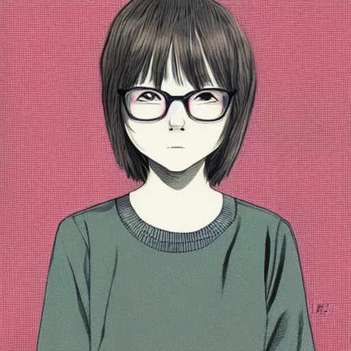 Image similar to a colorful portait of a girl made by inio asano, detailed