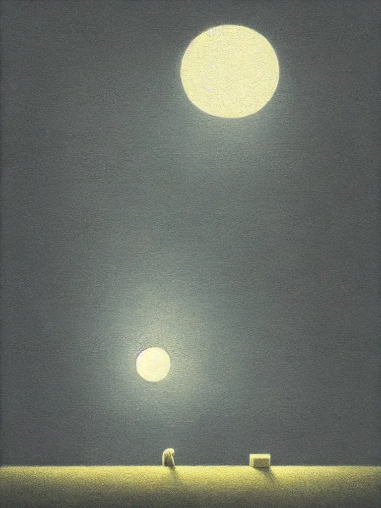 Prompt: artwork by quint buchholz, music, moon, night, quiet.