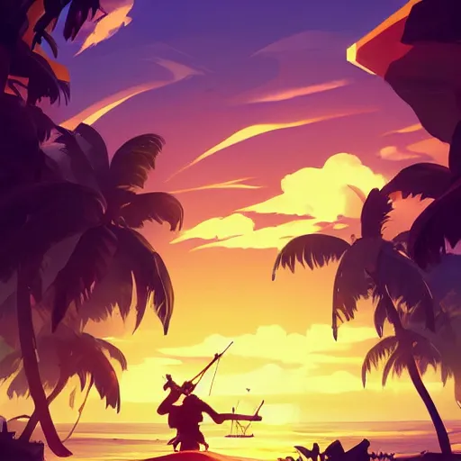 Image similar to painting treasure on sea of thieves game smooth median photoshop filter cutout vector, behance hd by jesper ejsing, by rhads, makoto shinkai and lois van baarle, ilya kuvshinov, rossdraws global illumination