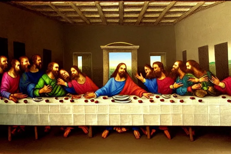 Image similar to the last supper painting but there's nobody there