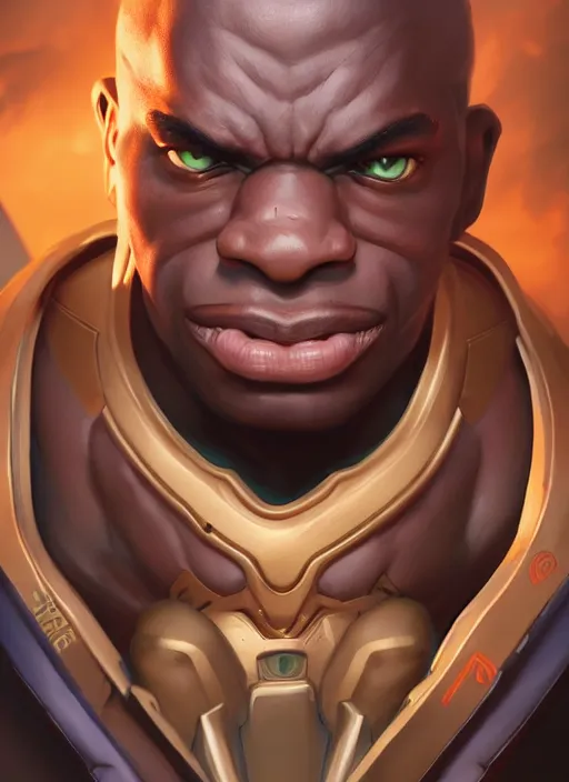 Image similar to character portrait of a fusion of Doomfist from Overwatch and Lucio from Overwatch by ArtGerm and Tom Bagshaw, 4k, highly detailed, cinematic lighting, characters merged