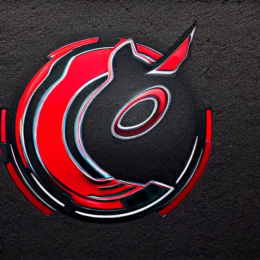 Prompt: logo of a speeding dodge challenger, mopar, black, red, professional artwork, concept art, artgerm, dark background, colorful, sharp focus,