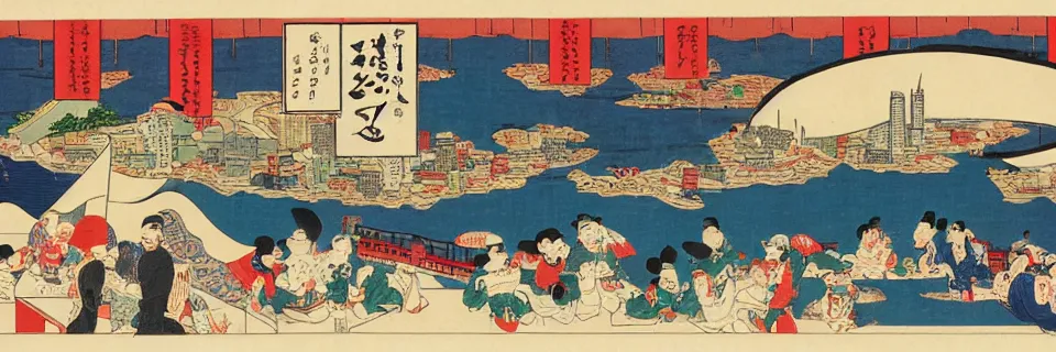 Image similar to new york in the style of ukiyo - e