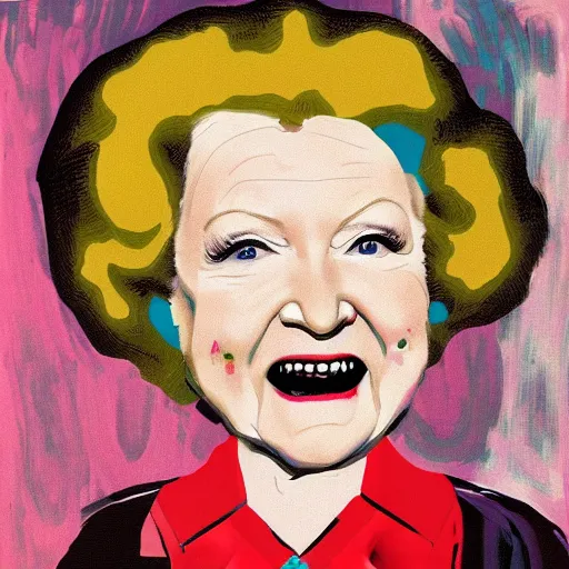 Prompt: betty white by basquiat