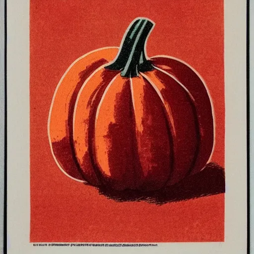 Prompt: a vintage risograph of a pumpkin