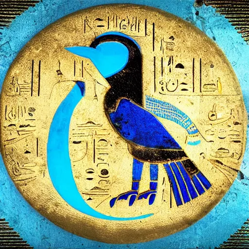 Prompt: Ancient egyptian version of the Twitter logo, hieroglyphic, blue bird, inspired by Horus, Egyptian, very dramatic, moody lighting, UHD, beautiful, ultra realistic, epic, 8k render, Octane render