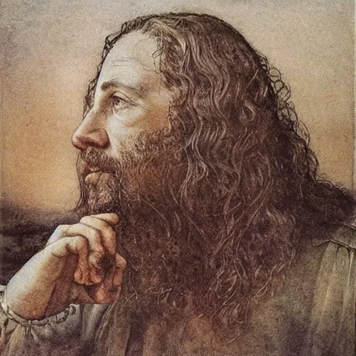 Image similar to 1 9 7 0 s orchestral music album art by alan lee and albrecht durer