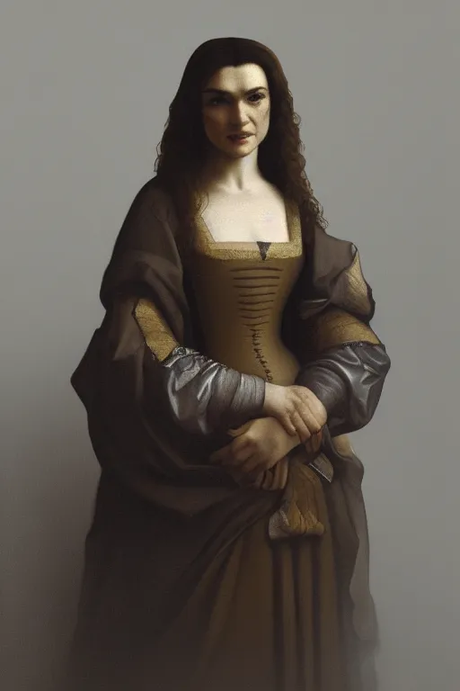 Prompt: portrait en buste of rachel weisz by johannes vermeer, baroque, dark moody colors, intricate, highly detailed, artstation, illustration