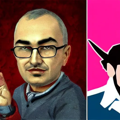 Image similar to Mikhail Borisovich Khodorkovsky portrayed in satanic, infernal art style