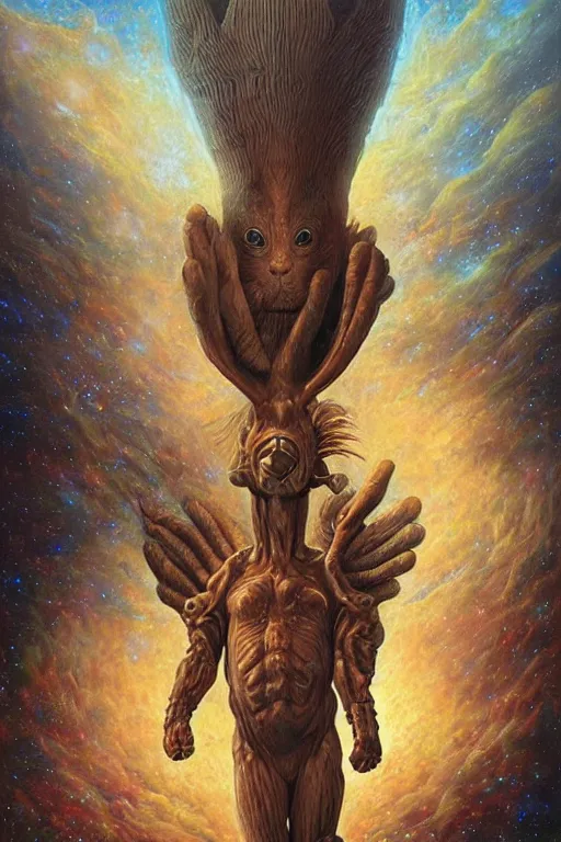 Prompt: a giant humanoid space rabbit. art by tomasz alen kopera and glenn fabry.