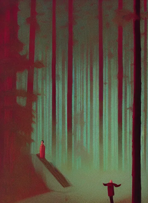 Image similar to an aerochrome forest below the stars Edward Hopper and James Gilleard, Zdzislaw Beksinski, Mark Ryden, Wolfgang Lettl highly detailed