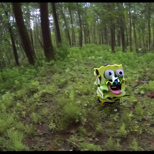 Image similar to trail cam footage of SpongeBob squarepants