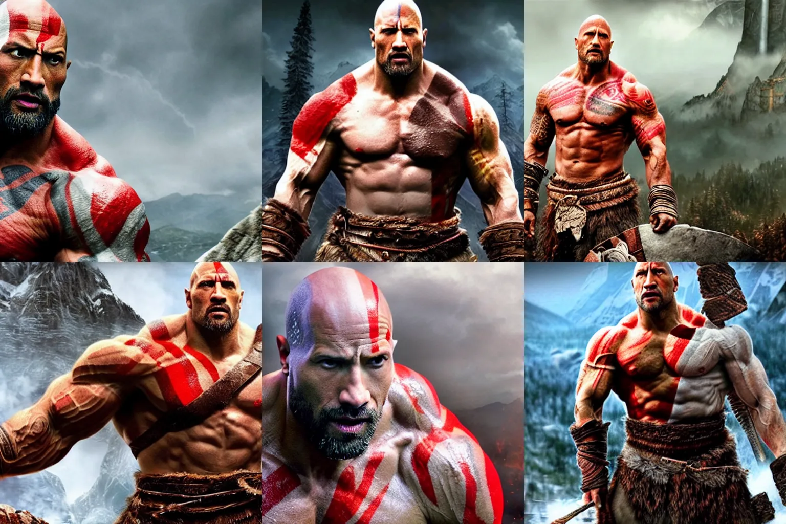 Image similar to Dwayne Johnson as God of war