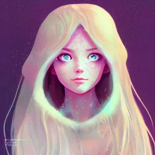 Image similar to girl portrait, elven princess, head and shoulders, matte print, pastel pink, digital art, cute freckles, digital painting, fan art, elegant, pixiv, by Ilya Kuvshinov, daily deviation, IAMAG