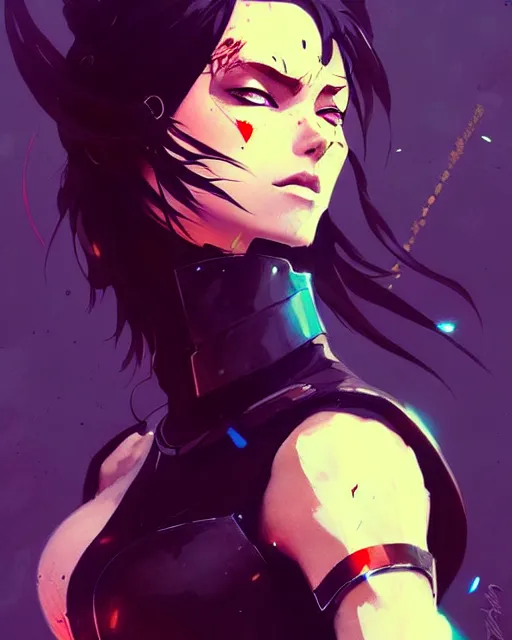 Image similar to a ultradetailed beautiful painting of a stylish woman wearing black armor, by conrad roset, greg rutkowski and makoto shinkai trending on artstation