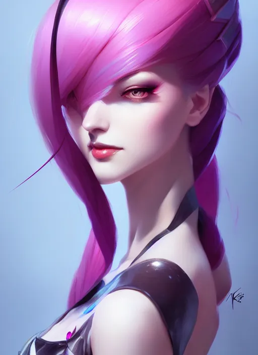 Image similar to portrait of jinx, league of legends, intricate, elegant, highly detailed, digital painting, artstation, concept art, smooth, sharp focus, illustration, by ilya kuvshinov and krenz cushart