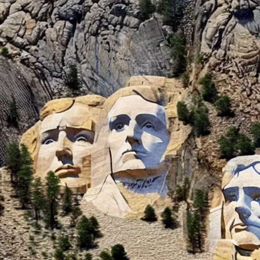 Prompt: Painting of Donald Trump face on mount Rushmore