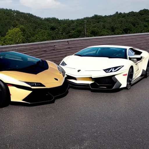 Image similar to bear dancing on the roof of Lamborghini car