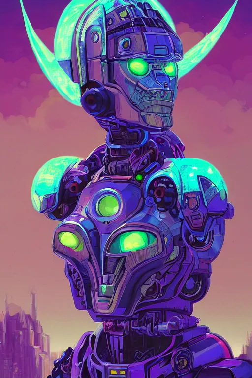 Image similar to portrait of jewel mecha-orc oracle in the style of Rob Lefield and Dan Mumford , trending on artstation, digital art,surrealism ,macro,blueprint ,vaporwave ,