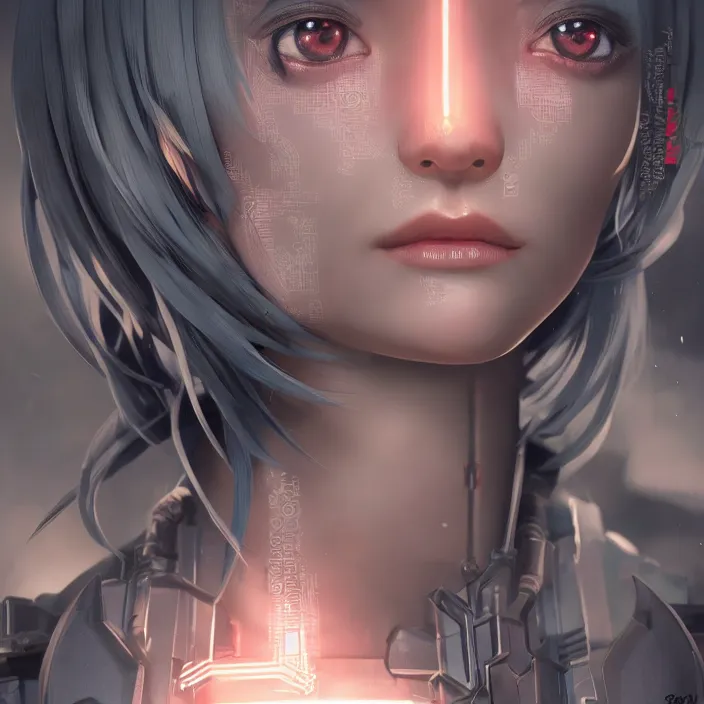 Image similar to symmetrical anime cyborg - by tom bagshaw, by ilya kuvshinov, rtx rendering, octane render 1 2 8 k, maya, extreme high intricate details by wlop, digital anime art by ross tran, medium shot, close up shot, composition by sana takeda, dramatic lighting by greg rutkowski, 8 k, trending on artstation