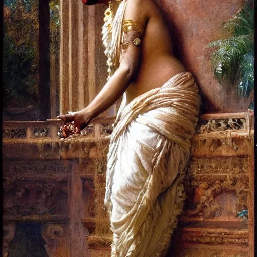 Image similar to detailed full body of hindu traditional woman with blindfolded by cloths secretly old people are watching her, girl graceful,, painting by gaston bussiere, craig mullins, j. c. leyendecker, lights, art by ernst haeckel, john william godward, hammershøi,,