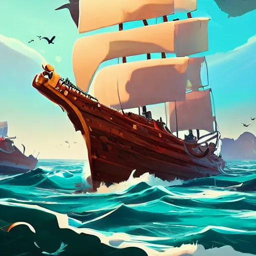 Image similar to painting treasure on sea of thieves game smooth median photoshop filter cutout vector, behance hd by jesper ejsing, by rhads, makoto shinkai and lois van baarle, ilya kuvshinov, rossdraws global illumination