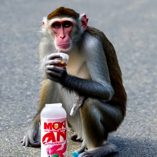 Prompt: monkey drinking capri-sun,