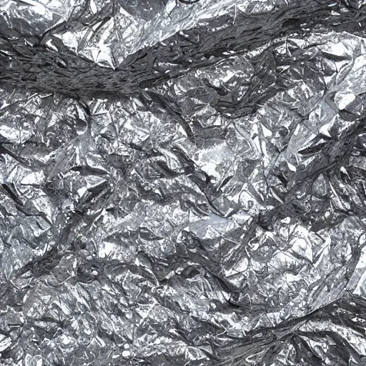 Image similar to texture of crumpled aluminium foil. octane render.