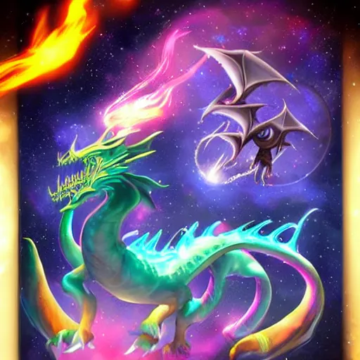 Prompt: cosmic dragon, fantasy style, artstation style