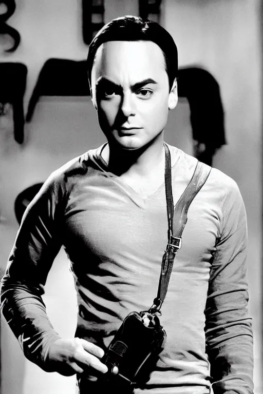 Image similar to sheldon from big bang theory as a greaser