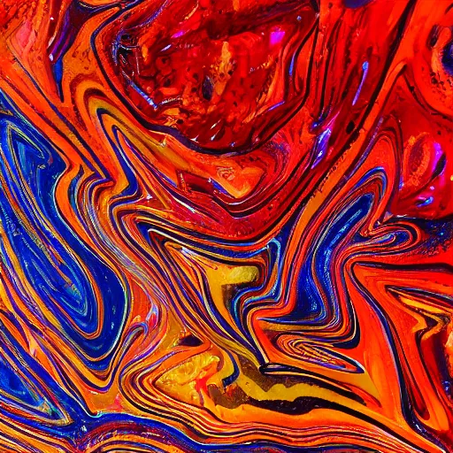 Prompt: An abstract acrylic pour painting of various objects, photo, studio lighting, trending on artstation, shot with red 6k camera, 8k, award winning lighting, award winning cinematography, shot on 16mm film, at a high end art gallery