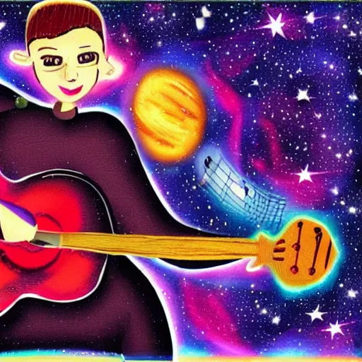 Image similar to playing guitar in space