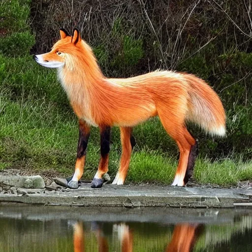 Image similar to 🐴🫂🦊,🏞️