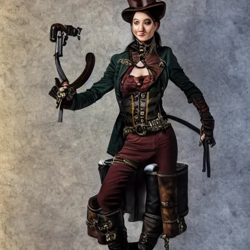 Image similar to full body photo of a steampunk rogue, highly detailed, 4k, HDR, award-winning photo