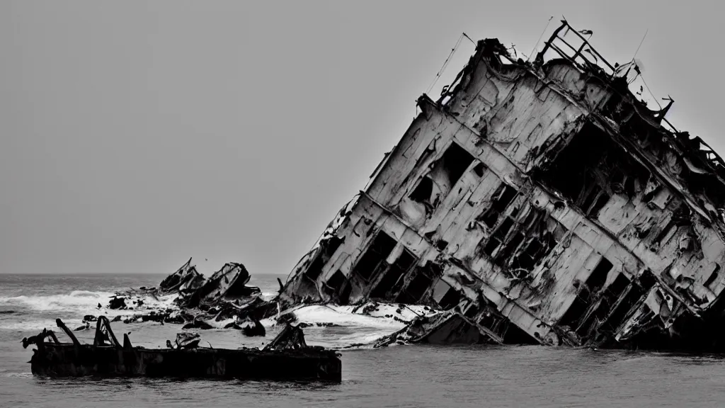 Prompt: Ship wreck in the ocean. .