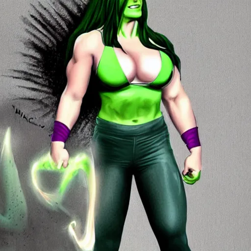 Prompt: Emily Clarke as she-hulk