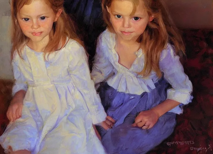 Prompt: a highly detailed beautiful portrait of mara's daughters, by gregory manchess, james gurney, james jean